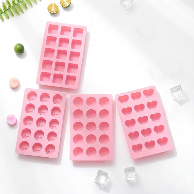 Cute Ice Cube Trays Silicone Chocolate Mold Wax Melt Molds Easy Release Ice Trays Non-Stick Chocolate Soap Pudding Jello Ice Cube Tray (Heart)