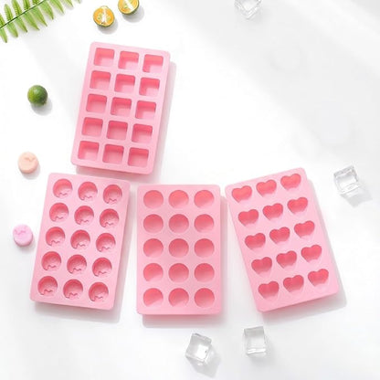 Cute Ice Cube Trays Silicone Chocolate Mold Wax Melt Molds Easy Release Ice Trays Non-Stick Chocolate Soap Pudding Jello Ice Cube Tray (2pcs Square)