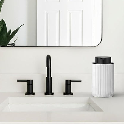 Ceramic Foaming Hand Soap Dispenser 2Pack，12 oz Bathroom Soap Dispensers， Lotion Dispenser for Kitchen, Refillable Matte Streaks Soap Dispenser with Large Pump (White-2Pack)