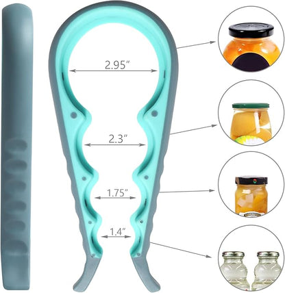 Jar Opener, 5 in 1 Multi Function Can Opener Bottle Opener Kit with Silicone Handle Easy to Use for Children, Elderly and Arthritis Sufferers (JAR-blue2.0) - Image 2
