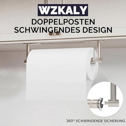 Paper Towel Holder Under Cabinet, Self Adhesive or Wall Mounted SUS304 Stainless Steel Paper Towel Holder for Kitchen, Bathroom, Farmhouse, Barbecue and Laundry (Silver) - Image 4