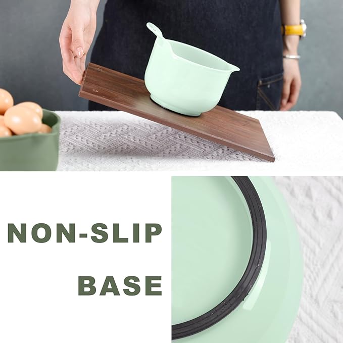 BoxedHome 4 Pack Nesting Mixing Bowl with Pour Spout and Handle, BPA free Microwave & Dishwasher Safe(Green/Blue, 4 Pack with Handle) - Image 6