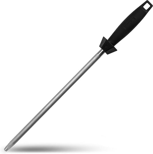 Knife Sharpener Knife Sharpening Rod Honing Steel with 15°-18°-20°Angle Guides Professional Carbon Steel with Black Rubber Grip for Kitchen Chef House Gift 12'' by ALLWIN-HOUSEWARE