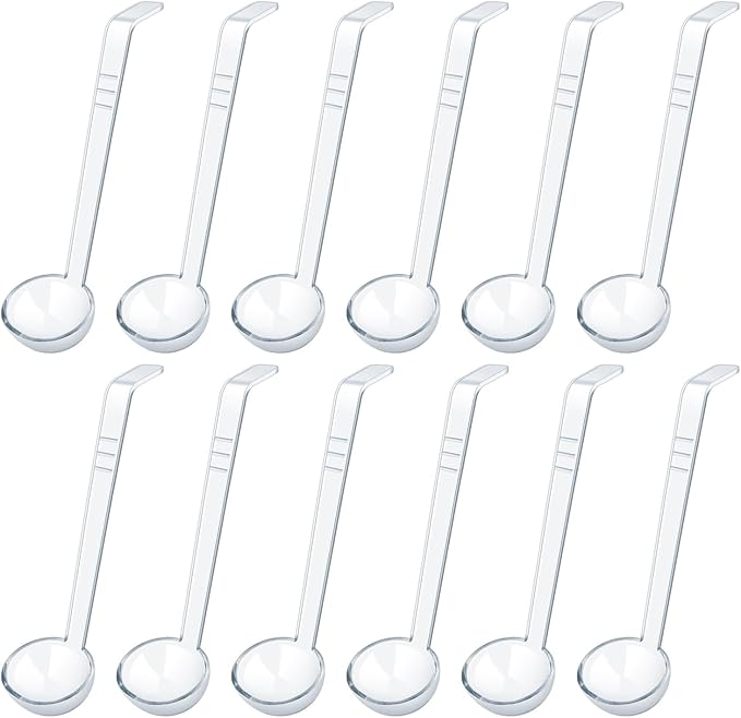 12 Pcs 1 Oz Small Ladle 7.87 Inches Mini Ladles for Serving Sauce, Soup, Dressing, Punch Bowl, Gravy, Cocktail, Fruit Juices – Clear Plastic Long Handle Ladles for Parties, Catering by Unknown