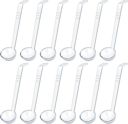12 Pcs 1 Oz Small Ladle 7.87 Inches Mini Ladles for Serving Sauce, Soup, Dressing, Punch Bowl, Gravy, Cocktail, Fruit Juices – Clear Plastic Long Handle Ladles for Parties, Catering by Unknown