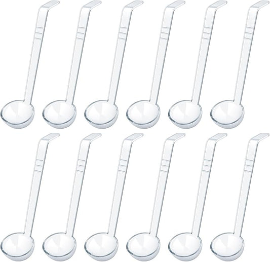12 Pcs 1 Oz Small Ladle 7.87 Inches Mini Ladles for Serving Sauce, Soup, Dressing, Punch Bowl, Gravy, Cocktail, Fruit Juices – Clear Plastic Long Handle Ladles for Parties, Catering by Unknown