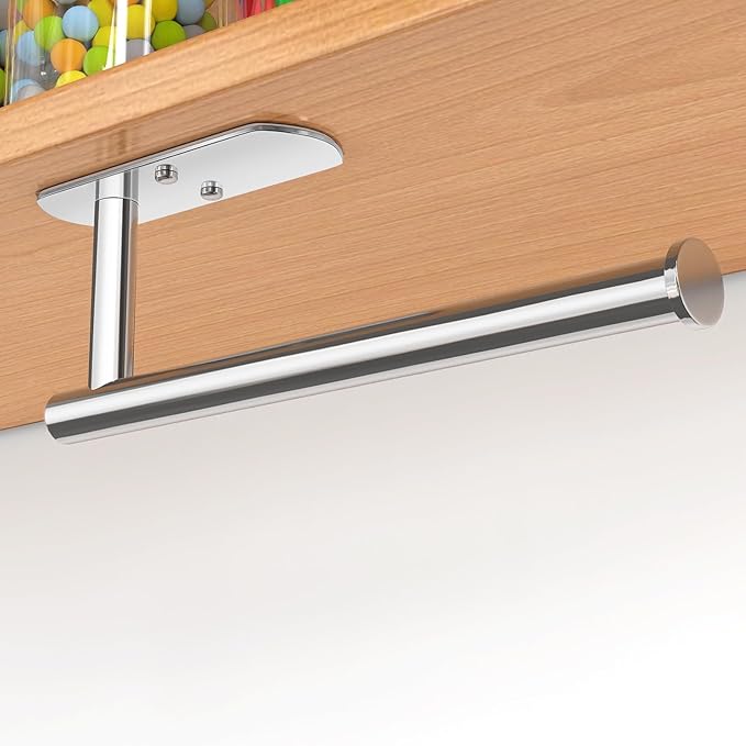 VAEHOLD Self Adhesive Paper Towel Holder Under Cabinet Mount, Wall Mounted Paper Towel Roll Holder for Kitchen, Bathroom, Wall - Stainless Steel (Bright Surface) - Image 3