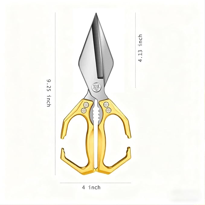 Multifunctional Heavy-Duty Kitchen Shears,Kitchen Shears for Cutting Chicken,Kitchen Scissors for Food, Japanese High-Carbon Steel Culinary Shears,for Chicken,Bone Cutting,Christmas Gifts (Gold)