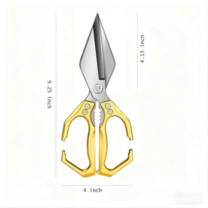 Multifunctional Heavy-Duty Kitchen Shears,Kitchen Shears for Cutting Chicken,Kitchen Scissors for Food, Japanese High-Carbon Steel Culinary Shears,for Chicken,Bone Cutting,Christmas Gifts (Gold)