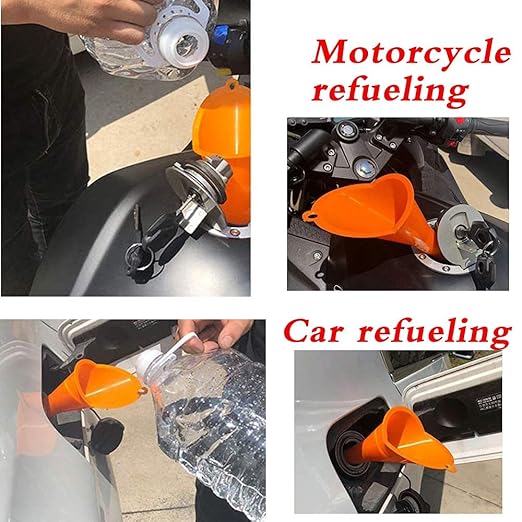 Annurssy Multi-Function Plastic Long Neck Oil Funnel - for All Automotive Oils Lubricants Engine Oils Water Diesel Fuel Kerosene and Other Liquids (4 Orange) - Image 2
