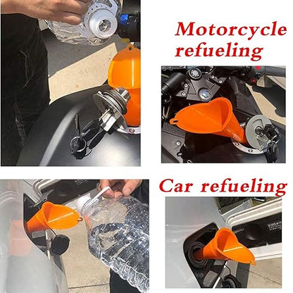 Annurssy Multi-Function Plastic Long Neck Oil Funnel - for All Automotive Oils Lubricants Engine Oils Water Diesel Fuel Kerosene and Other Liquids (4 Orange) - Image 2