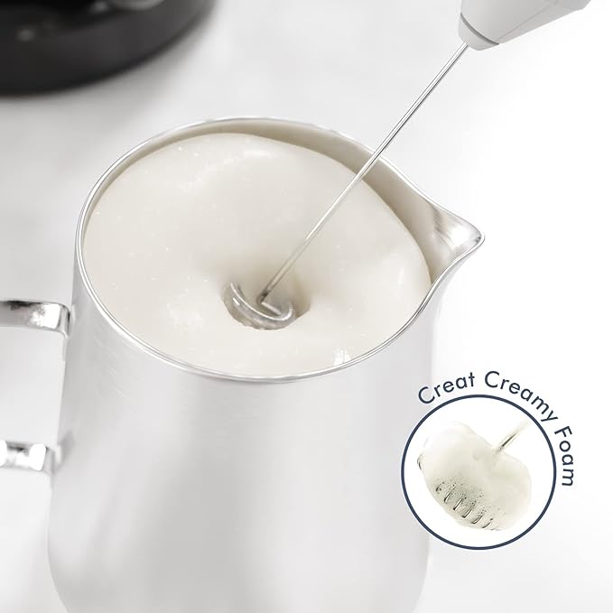 Powerful Milk Frother Handheld Foam Maker, Mini Whisk Drink Mixer for Coffee, Cappuccino, Latte, Matcha, Hot Chocolate, No Stand, White - Image 2