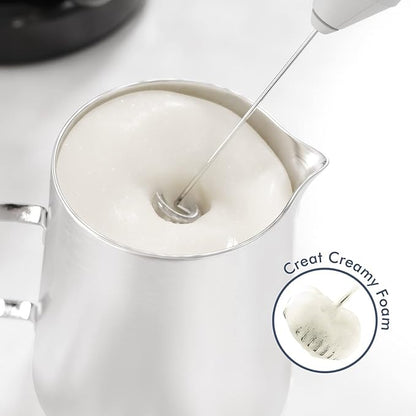 Powerful Milk Frother Handheld Foam Maker, Mini Whisk Drink Mixer for Coffee, Cappuccino, Latte, Matcha, Hot Chocolate, No Stand, White - Image 2
