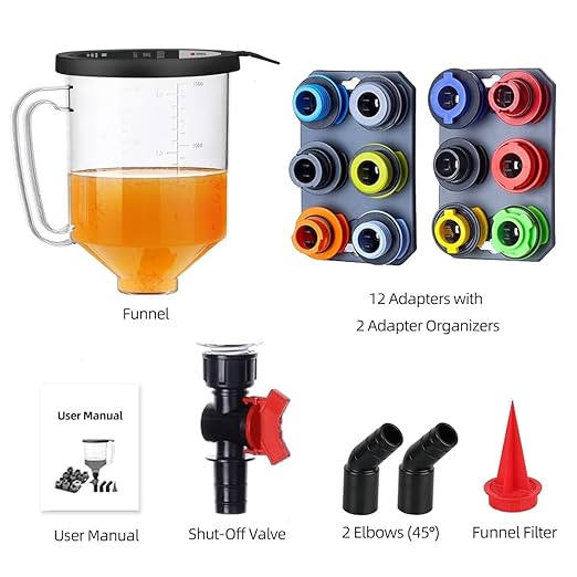 STONESTAR Engine Oil Funnel Kit, 18-Piece No Spill Oil Funnel Set with 12 Adapters, 1.59QT, Hands-Free, Magnetic Storage, for Oil Change, Fits GM Ford BMW Audi Toyota Honda