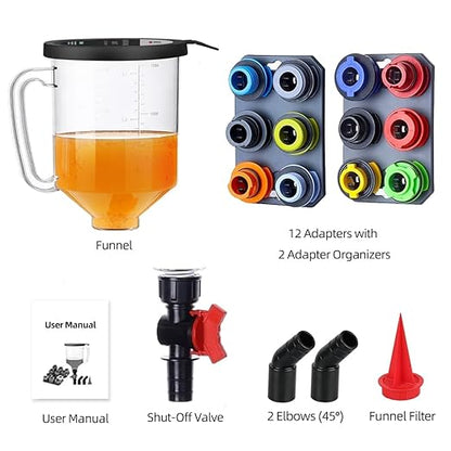STONESTAR Engine Oil Funnel Kit, 18-Piece No Spill Oil Funnel Set with 12 Adapters, 1.59QT, Hands-Free, Magnetic Storage, for Oil Change, Fits GM Ford BMW Audi Toyota Honda