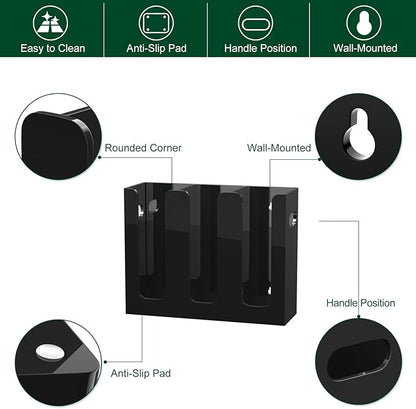 Disposable Coffee Cup Dispenser with Handles, Countertop or Wall Mount Hot/Cold Drink Cup and Lid Holder - Bathroom/Kitchen/Office Acrylic Cup Lid Storage Organizer (3 Compartments, Black)