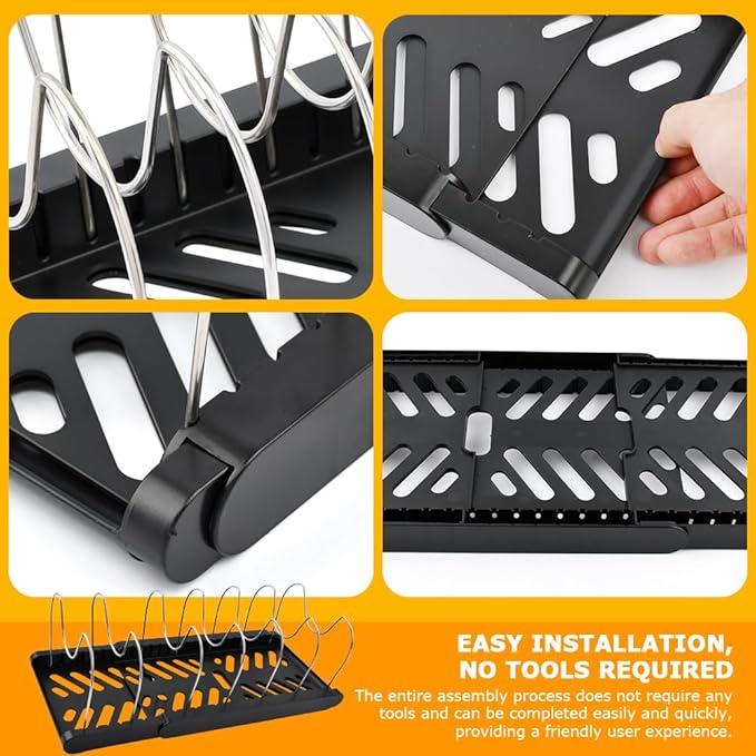 Expandable Pot and Pan Organizer Rack for Kitchen Cabinet or Under Sink,with 10 Adjustable Compartment 13"-23" Adjustable Length for Lids Bakeware Frying Rack and Cookware(COLOR:Black)