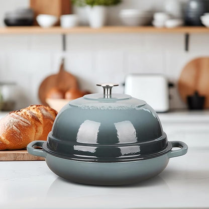 EDGING CASTING Enameled Cast Iron Dutch Oven Pot with Lid, Round Bread Oven for Homemade Sourdough Bread Baking, 6 Quart, Slateblue - Image 6