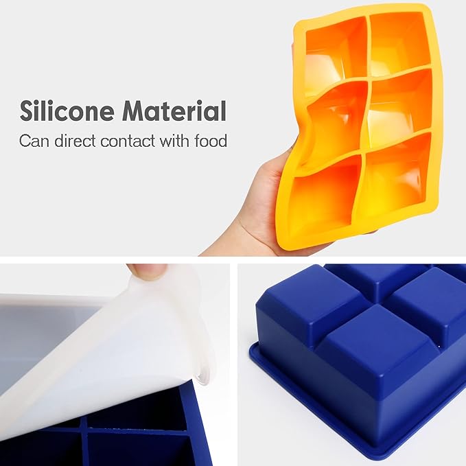 Excnorm Silicone Ice Cube Trays 3 Pack - Large Size Silicone Ice Cube Molds with Leak Proof Removable Lid Square Ice Cube Tray And BPA Free for Cocktail,Whiskey, Stackable Flexible Ice - Image 3