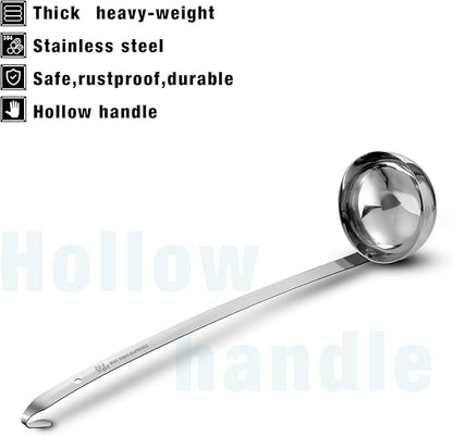 meekoo 3 Pieces Stainless Steel Ladle Soup Handle Ladle with Pouring Rim for Kitchen Cooking Soup Sauce (8 oz) - Image 4
