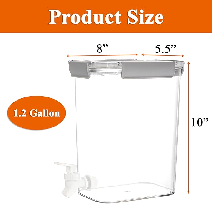 Elsjoy 1.2 Gallon Plastic Drink Dispenser with Spigot, Cold Beverage Dispenser Fridge Drink Container for Iced Tea, Lemonade, Coffee