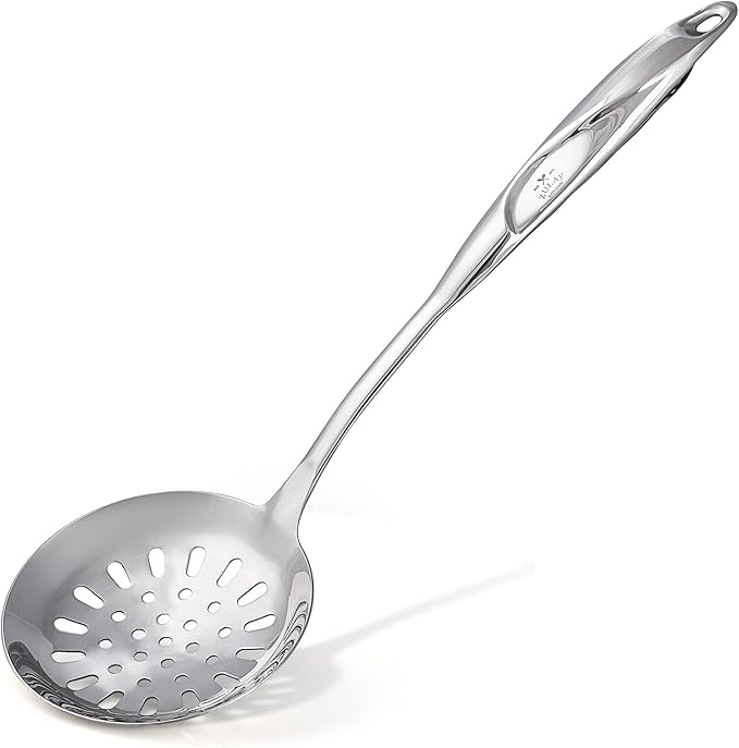 Zulay Kitchen Stainless Steel Slotted Spoon - 14.5” Large Skimmer Frying Spoon for Draining & Serving - Heat-Resistant, Rust-Proof & Dishwasher Safe Kitchen Utensil for Everyday Use by ZulayKitchen