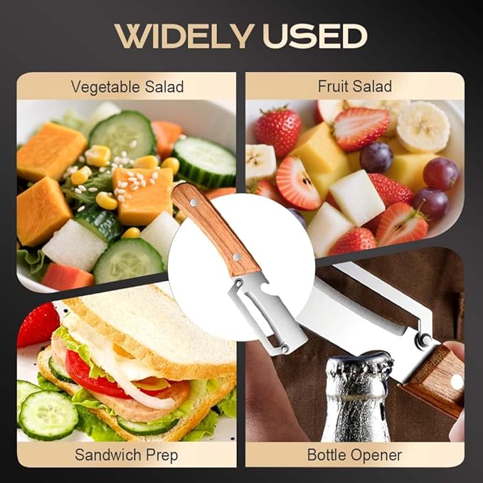 Multi-Functional Vegetable Peeler for Kitchen, 2026 New Stainless Steel Peeler with Wooden Handle and Bottle Opener, Kitchen Tool for Fruit Veggie Pumpkin, Gifts for Mom (3PCS) - Image 2
