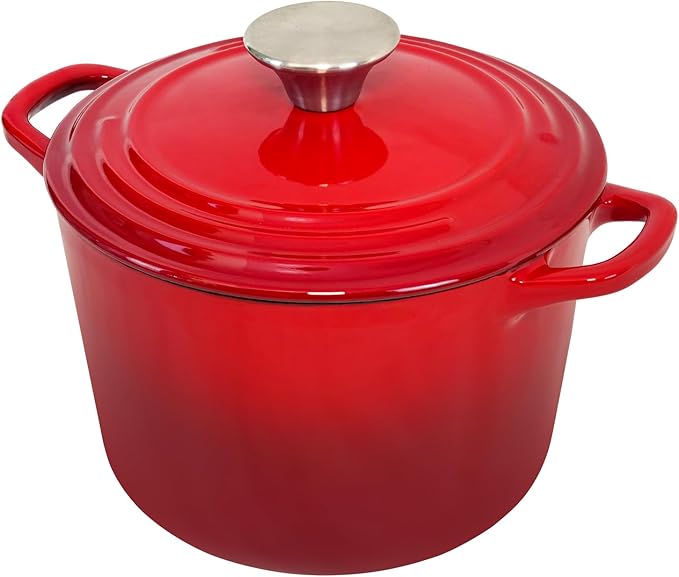 Flavehc Dutch Oven Pot with Lid 2.8 qt Cast Iron Dutch Oven for Bread Baking Red Enameled Cast Iron Rice Pot with Handels - Image 9