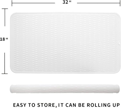MicoYang Silicone Dish Drying Mat for Multiple Usage,Easy clean,Eco-friendly,Heat-resistant Silicone Mat for Kitchen Counter or Sink,Refrigerator or Drawer Liner White 4XL 32 inches x 18 inches - Image 2