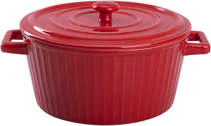 WHJY Red Colorful Ceramic Casserole Dish with Lid，1 Quart Ceramic Casserole Pan for Bakeware Oven