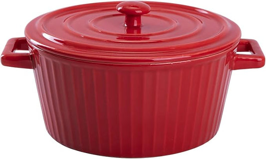 WHJY Red Colorful Ceramic Casserole Dish with Lid，1 Quart Ceramic Casserole Pan for Bakeware Oven