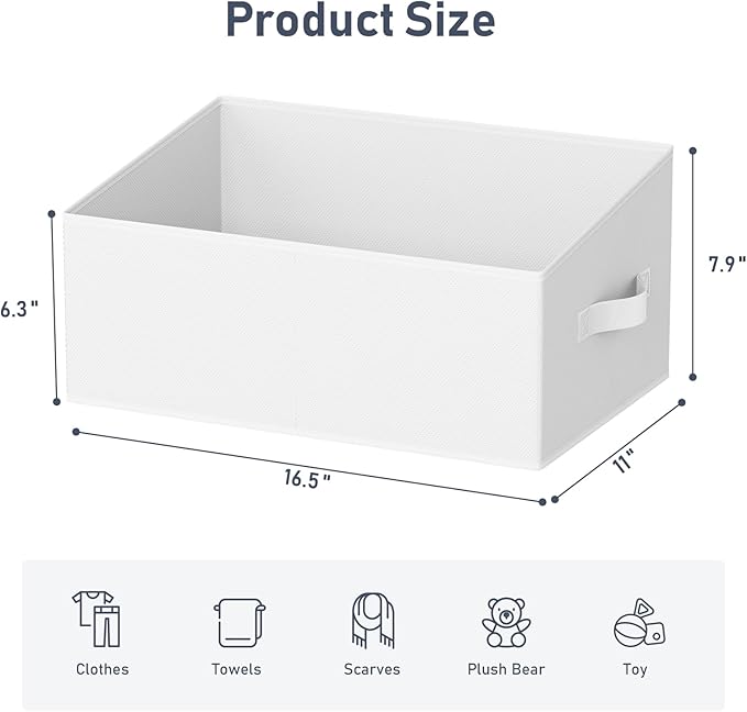DIMJ Closet Storage Bins 6 Pack - Fabric Storage Baskets for Shelves, Large Clothes Organizers with Handles, Trapezoid Shelf Organization Storage Cubes for Purse, Toys, Books, Towel, Clothes - Image 2