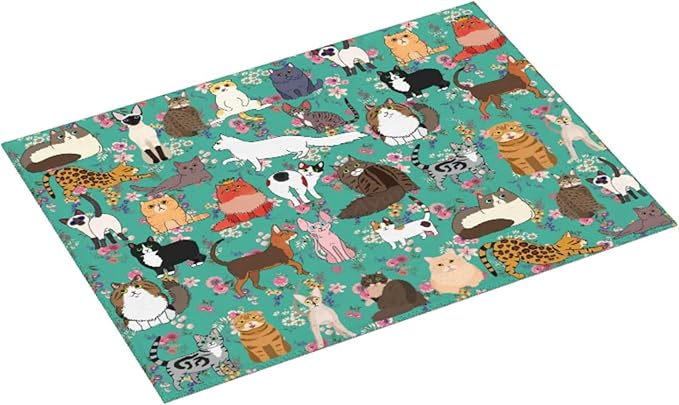 Cat Dish Drying Mat For Kitchen Microfiber Drying Mats Absorbent Reversible Dish Pad Draining Mats For Countertop Coffee Mats 18x24 Inch