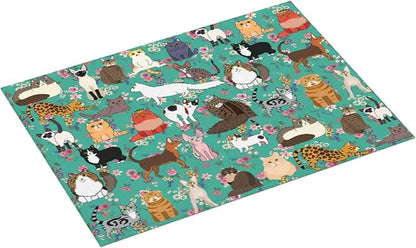 Cat Dish Drying Mat For Kitchen Microfiber Drying Mats Absorbent Reversible Dish Pad Draining Mats For Countertop Coffee Mats 18x24 Inch