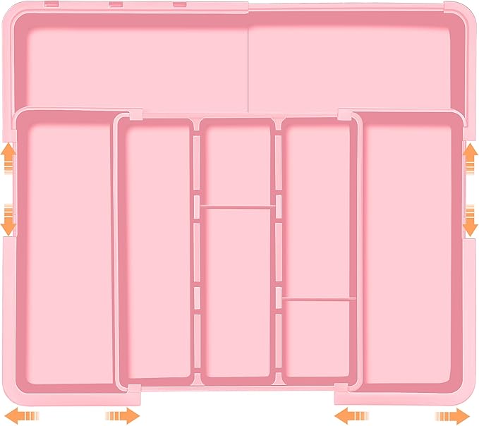 Spaclear Large Utensil Drawer Organizer Expandable Silverware Organizer for Kitchen Drawer Adjustable Cooking Utensil Holder Cutlery Flatware Tray Spatula Tools Gadgets Storage Dividers Plastic Pink by Spaclear