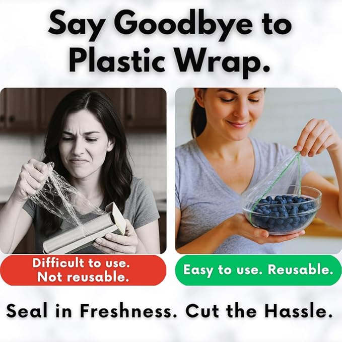 Plastic Bowl Covers, Elastic Reusable Food Covers for Bread Proofing, Storage & Outdoor Use – 50 Pack, Stretch Fit, 3 Sizes - Image 3