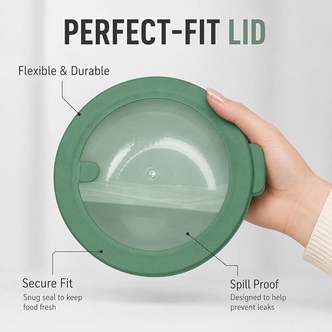 Pera Mixing Bowls with Lids Set, 8 Piece (4 Bowls + 4 Airtight Lids), BPA Free Nesting Kitchen Bowl Set for Mixing & Food Storage, Microwave & Dishwasher Safe (Green)