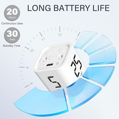 Rotating Pomodoro Timer 5, 25, 10 50 Minutes Preset, Desk Productivity Flip Timer, Cube Countdown Stopwatch for ADHD, Vibration/High/Low Volume, for Work, Study, Back to School, Kitchen, 2 White - Image 7