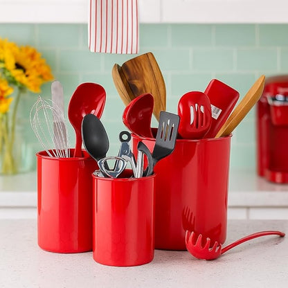 Reston Lloyd Multipurpose Utensil/Crock Holders Organize Wide Variety of Sizes of Utensils & Tools, Includes Extra Large, Large, & Miniature, Set of 3, Red
