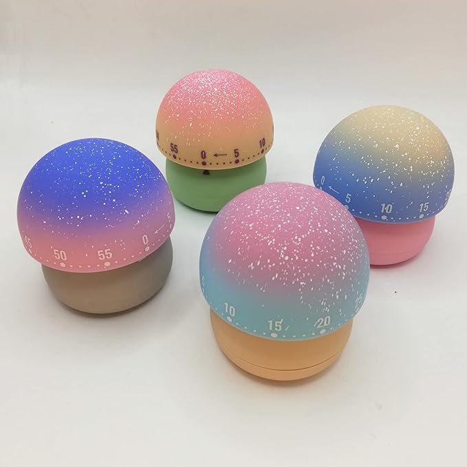 Mechanical Kitchen Timer, Cute Mushroom Timer for Kids, Wind Up 60 Minutes Manual Countdown Timer for Classroom, Home, Study and Cooking (Pink Base) - Image 8