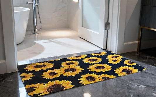 Dish Drying Mat Foldable Fall Kitchen Drying Mat Absorbent Sink Mat Multi-Purpose Coffee Pad Easy To Clean,Kitchen Gadgets,sunflower decor(sunflower) (17*27inches)