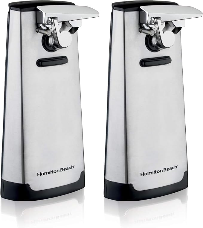 Hamilton Beach Extra-Tall Electric Automatic Can Opener with Easy-Clean Detachable Cutting Lever,Cord Storage,Knife Sharpener,Brushed Stainless Steel (76700),(Pack of 2) by HamiltonBeach