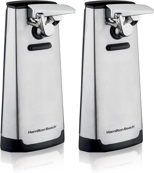 Hamilton Beach Extra-Tall Electric Automatic Can Opener with Easy-Clean Detachable Cutting Lever,Cord Storage,Knife Sharpener,Brushed Stainless Steel (76700),(Pack of 2) by HamiltonBeach
