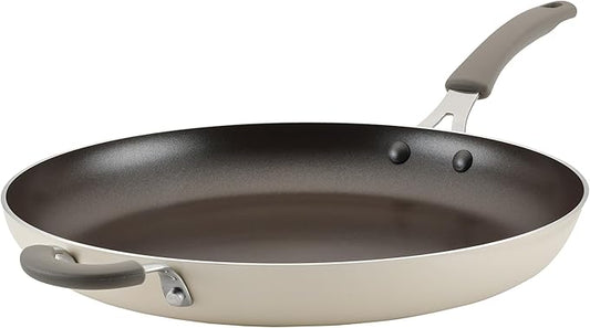 Rachael Ray Cook + Create Nonstick Frying Pan/Skillet with Helper Handle, 14 Inch - Almond by RachaelRayKitchenware