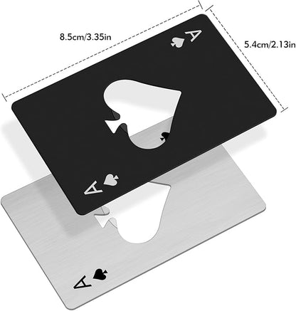 6PCS Poker Card Bottle Openers, Stainless Steel Credit Card Size Beer Bottle Opener - 3 Black & 3 Silver Poker Themed Cap Openers (Ace of Spades Design) - Image 2