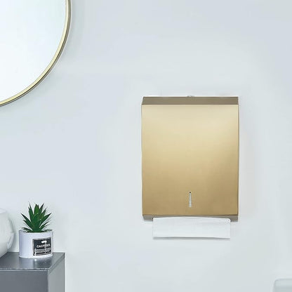 Paper Towel Dispenser Wall Mount Commercial c-fold/Multi-fold/Tri-fold, Touchless Hand Towel Dispenser with Lock(Gold) - Image 4