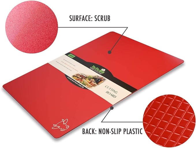 Cutting Board Mats Flexible Plastic Colored Mats with Food Icons, Fotouzy BPA-Free, Non-Porous, Anti-skid back and Dishwasher Safe, Set of 7 Rainbow - 7 Pieces - Image 3
