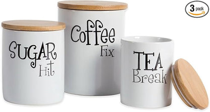 DII Kitchen Accessories Retro Collection, Ceramics, Canister Set, White, 3 Piece by DII