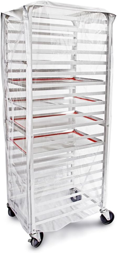 New Star Foodservice 36565 Commercial-Grade Sheet Pan/Bun Pan Rack Cover, Plastic, 20-Tier, 28" L x 23" W x 61" H, Clear - Image 3