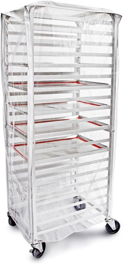 New Star Foodservice 36565 Commercial-Grade Sheet Pan/Bun Pan Rack Cover, Plastic, 20-Tier, 28" L x 23" W x 61" H, Clear - Image 3